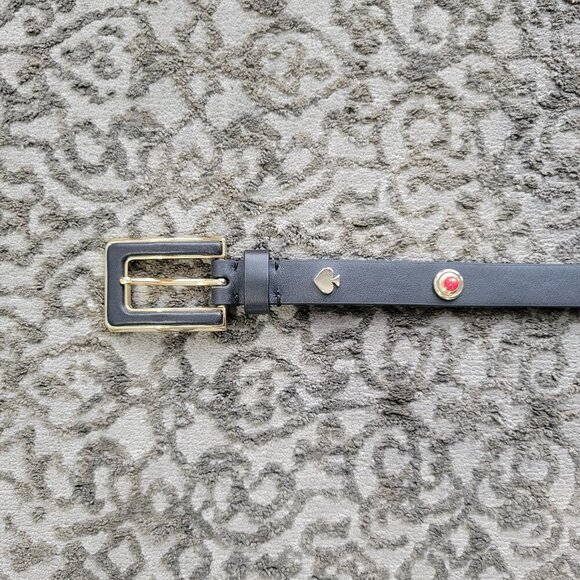 NWT-Kate Spade New York In The Loop Black Leather Belt-colored Embellishments main image 12